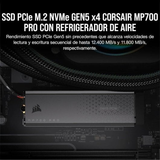 Disque SSD Corsair MP700 PRO 4 To PCIe M.2 NVMe 2.0 Gen5 x4 avec refroidisseur d'air