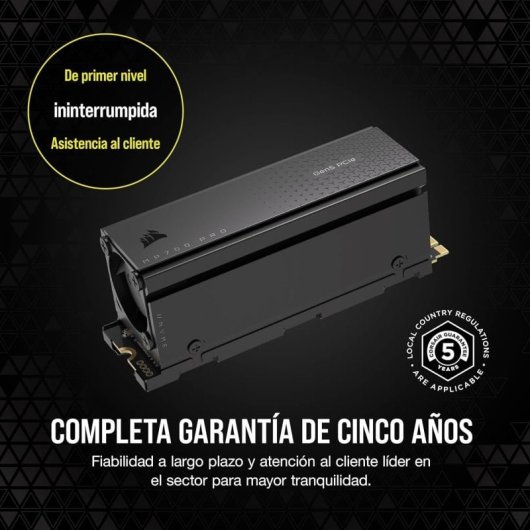 Disque SSD Corsair MP700 PRO 4 To PCIe M.2 NVMe 2.0 Gen5 x4 avec refroidisseur d'air