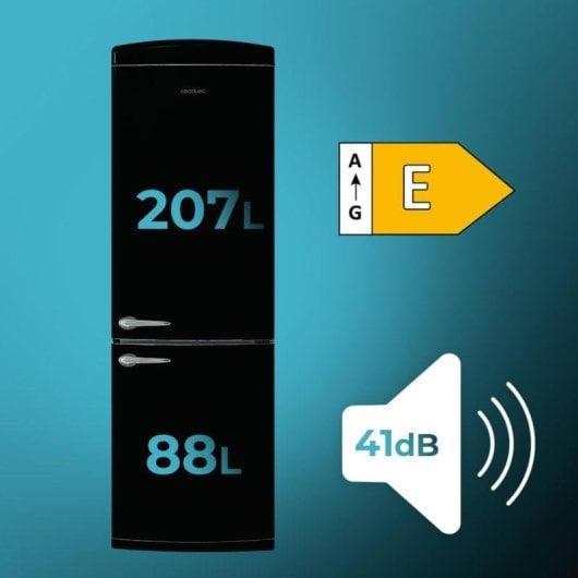 Frigorífico Combi Cecotec Bolero CoolMarket Combi Origin 294+ Total No Frost 190 cm 294L E Negro Alarma Display Eco