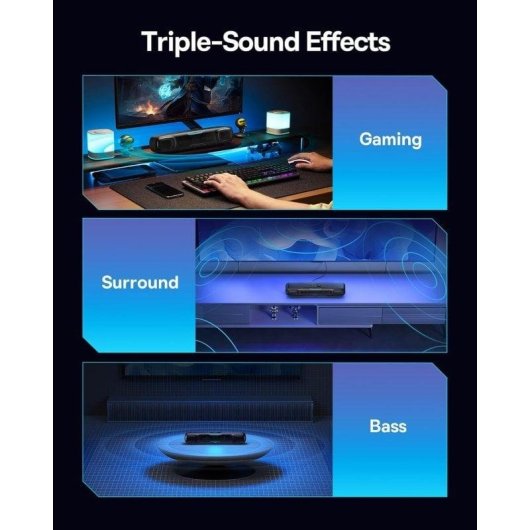 Soundbar Baseus AeQur DS10 2.0 5W Bluetooth USB-C RGB Schwarz