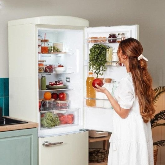 Frigorífico Combi Cecotec Bolero CoolMarket Combi Origin 294+ Total No Frost 190 cm 294L E Beige Alarma en puerta