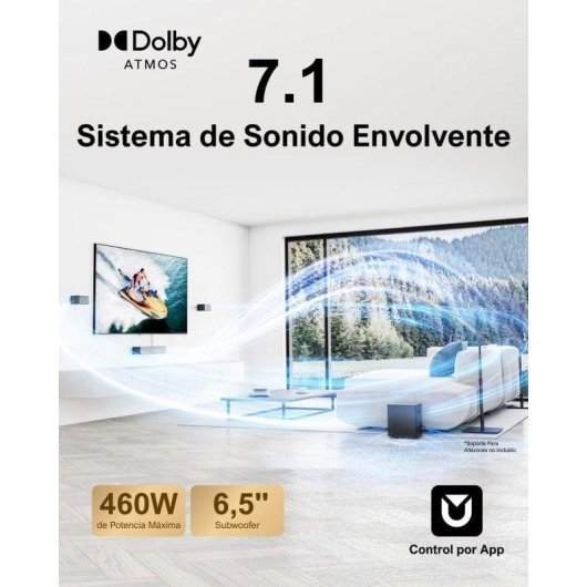 Barra di Suono Ultimea Poseidon D80 7.1 460W Bluetooth HDMI eARC Dolby Atmos