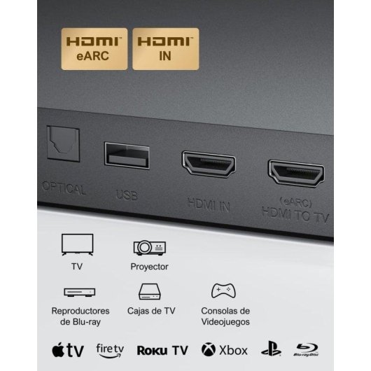 Barra di Suono Ultimea Poseidon D80 7.1 460W Bluetooth HDMI eARC Dolby Atmos