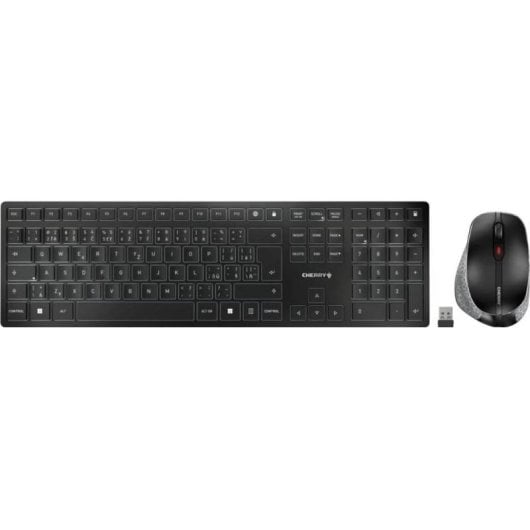 Cherry DW 9500 Slim Combo Teclado y Ratón Inalámbricos 2.4 GHz Bluetooth 4.0 Negro Teclado Francés