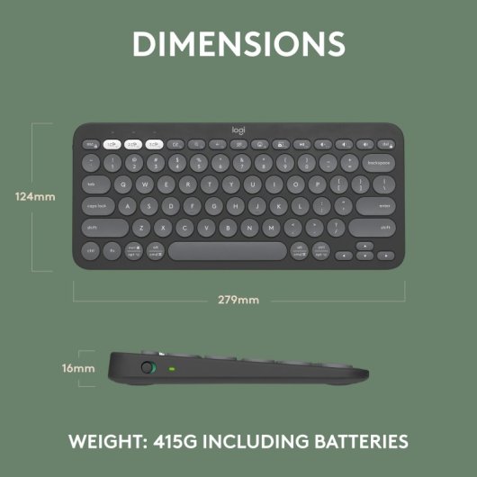 Logitech Pebble Keys 2 K380s Teclado Sem Fios Bluetooth Grafite Francês