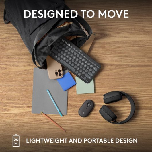 Logitech Pebble Keys 2 K380s Teclado Sem Fios Bluetooth Grafite Francês
