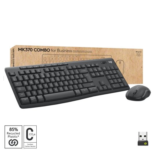 Logitech MK370 Combo for Business Teclado + Ratón RF Wireless + Bluetooth Teclado Francés Grafito