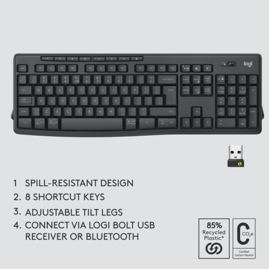 Logitech MK370 Combo for Business Teclado + Ratón RF Wireless + Bluetooth Teclado Francés Grafito