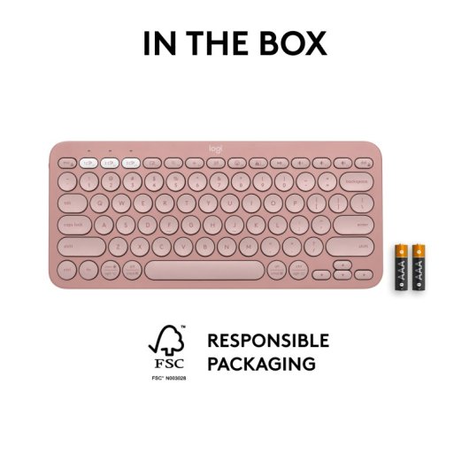 Logitech Pebble Keys 2 K380s clavier Universel RF sans fil + Bluetooth AZERTY Français Rose