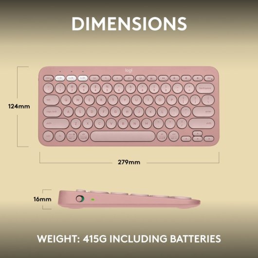 Logitech Pebble Keys 2 K380s clavier Universel RF sans fil + Bluetooth AZERTY Français Rose