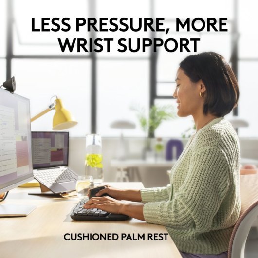 Logitech Ergo Series Wave Keys for Business - Clavier - sans fil - 2,4 GHz, Bluetooth 5.1 LE - AZERTY - Français - graphite