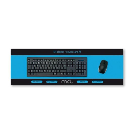 Teclado MCL ACK-2012W/N inalámbrico completo AZERTY con ratón óptico 1200 DPI