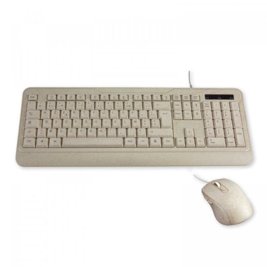 PromotionalPrice MCL - Ensemble clavier et souris - bioplastique - AZERTY - Français - beige terrazzo