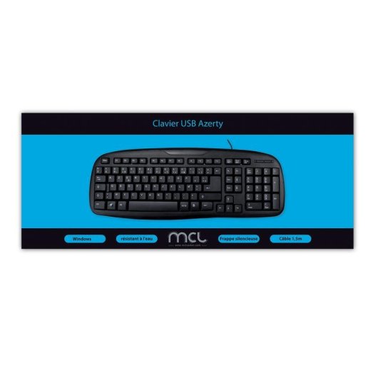 Teclado MCL ACK-298/N membrana completo AZERTY negro con cable USB 1,5 m