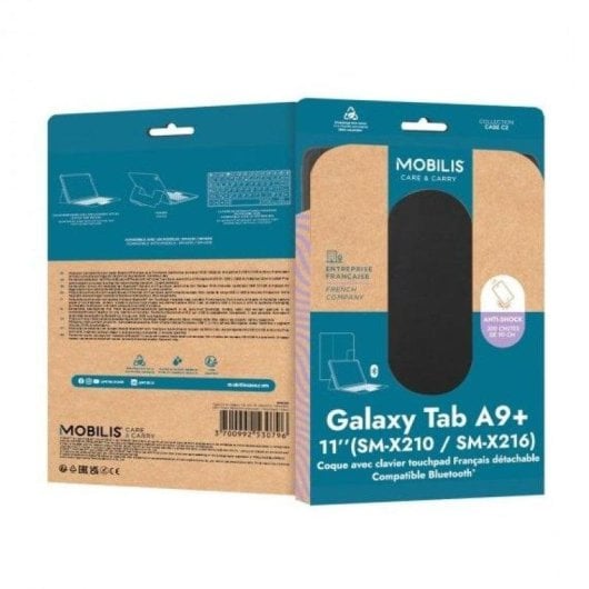 Funda Mobilis Galaxy Tab A9+ Teclado Bluetooth AZERTY Noir Résistante