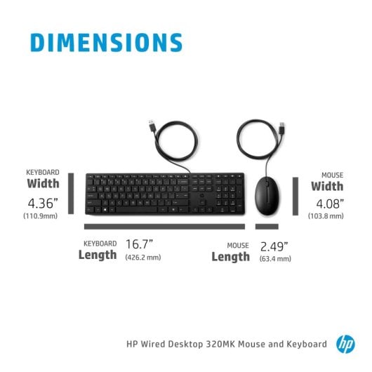 HP Wired Desktop 320MK Teclado y Ratón USB Francés