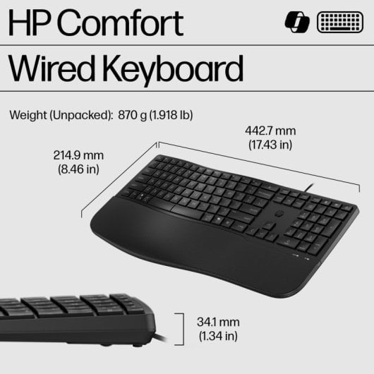 HP 485 Comfort Wired Keyboard teclado Oficina USB Negro