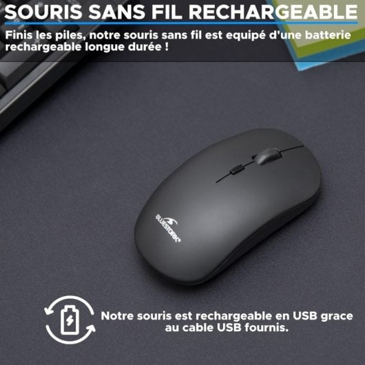 Bluestork Office 100 Kabellose optische Bluetooth-Maus, 3200 DPI, Schwarz