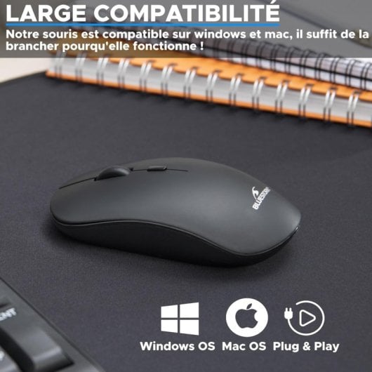 Bluestork Office 100 Kabellose optische Bluetooth-Maus, 3200 DPI, Schwarz