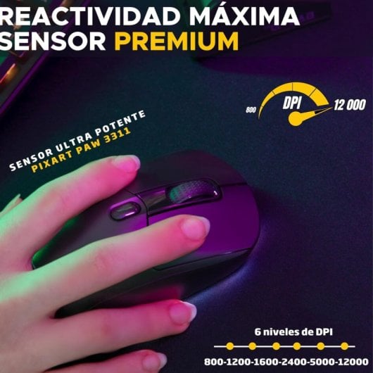Mouse da gioco wireless G-Lab Kult Titanium Pro 12000 DPI nero