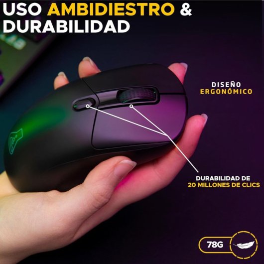 Mouse da gioco wireless G-Lab Kult Titanium Pro 12000 DPI nero