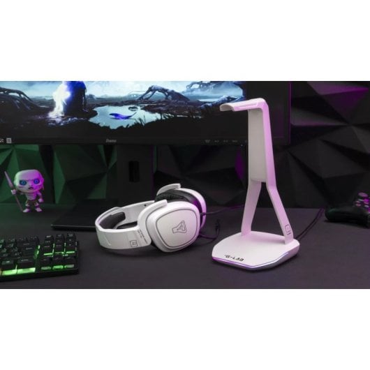 The G-Lab Stand Hydrogen Suporte para Auscultadores com HUB USB Branco