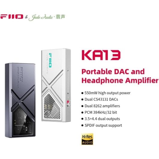 FiiO KA13 DAC Portátil con Amplificador de Auriculares Negro