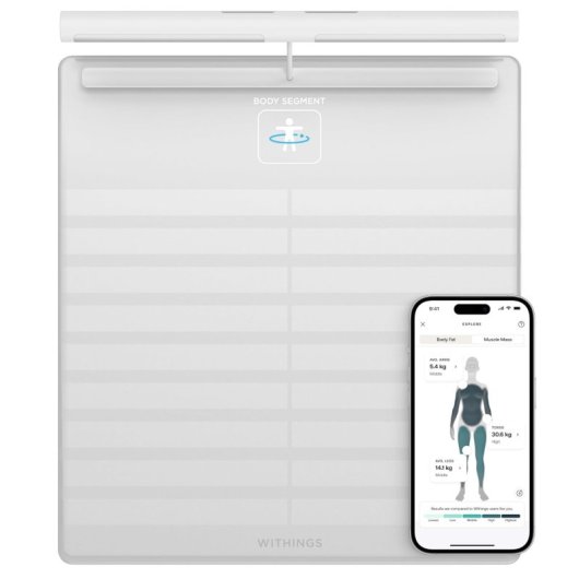 Withings Body Scan Báscula de Baño WiFi con Función de Electrocardiograma Blanca