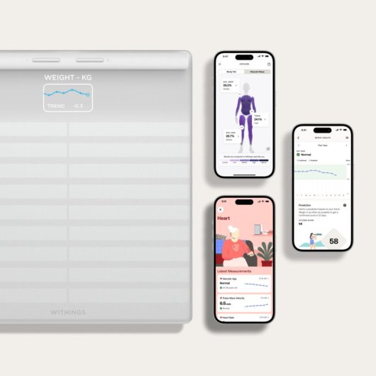 Withings Body Scan Báscula de Baño WiFi con Función de Electrocardiograma Blanca
