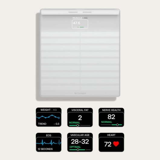 Withings Body Scan Báscula de Baño WiFi con Función de Electrocardiograma Blanca