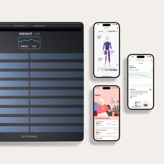 Balança Bioimpedância Withings Body Scan Até 200kg ECG 16 Parâmetros Ecrã LCD