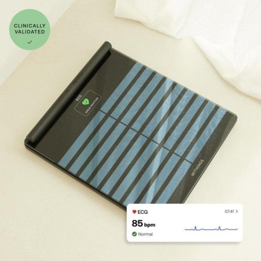 Balança Bioimpedância Withings Body Scan Até 200kg ECG 16 Parâmetros Ecrã LCD