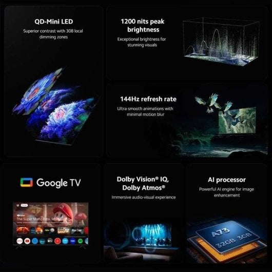 TV Xiaomi QD Mini LED TV S 75" 4K UltraHD 144Hz Smart TV Google TV HDR Dolby Vision IQ