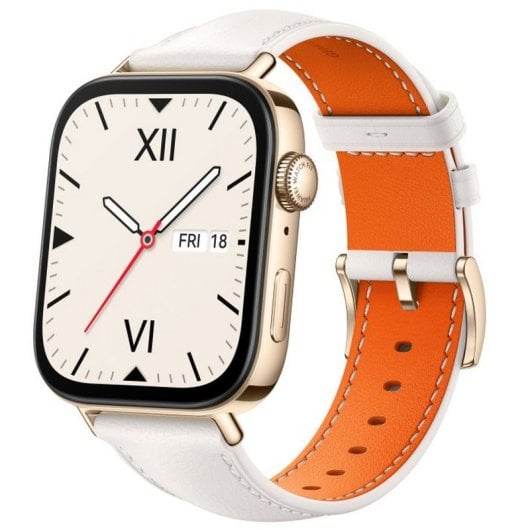 Huawei Watch Fit 3 Reloj Smartwatch AMOLED Dorado con Correa de Cuero Blanca y Naranja