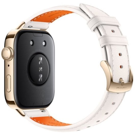 Huawei Watch Fit 3 Reloj Smartwatch AMOLED Dorado con Correa de Cuero Blanca y Naranja