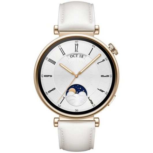 Huawei WATCH GT 4 AMOLED 41mm Reloj Smartwatch Dorado con Correa de Cuero Blanca