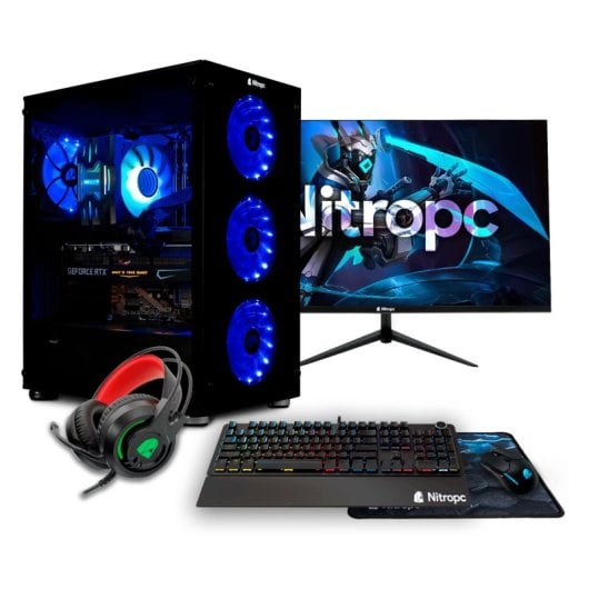 Nitropc Pack Gold v2 AMD Ryzen 5 8400F/32GB/1TB M2/RTX4060/Monitor 24"/Windows 11/WiFi USB