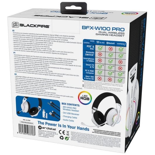 Blackfire BFX-W100 Pro Double casque de jeu sans fil pour PS5 Blanc