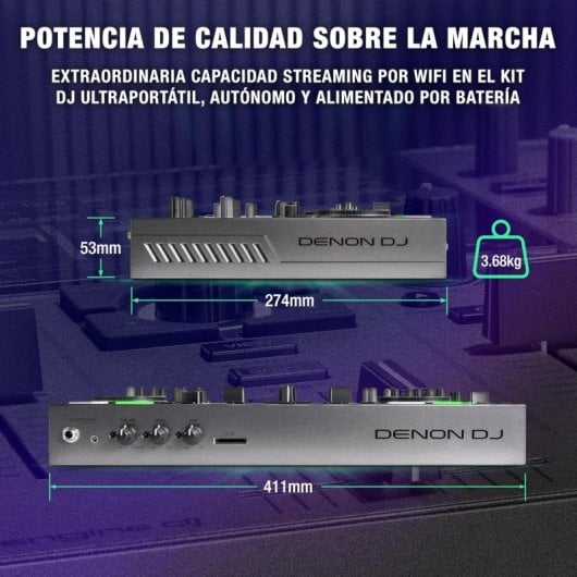 Denon DJ Prime Go+ Controladora DJ Portátil y Mezclador 2 Canales Gris