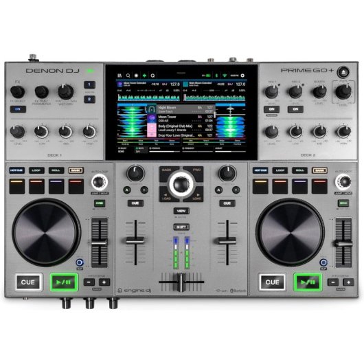 Denon DJ Prime Go+ Controladora DJ Portátil y Mezclador 2 Canales Gris