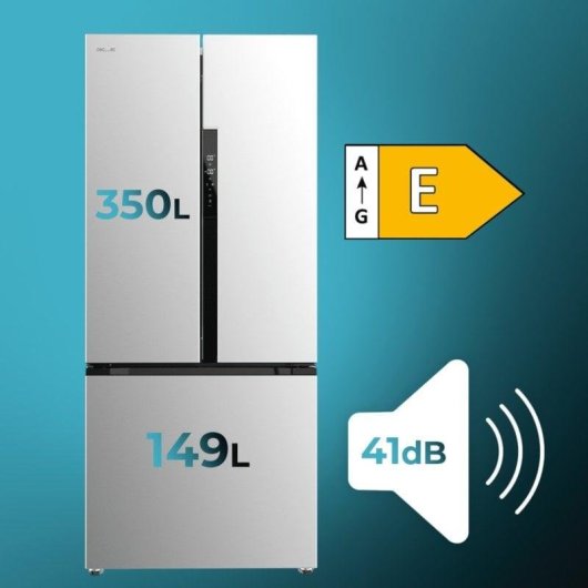 Cecotec Bolero CoolMarket FD 499 Inox E Frigorífico Americano Puerta Francesa E Acero Inoxidable