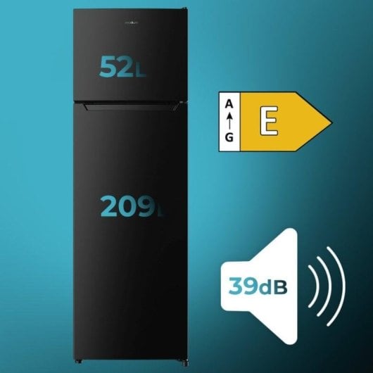 Frigorífico Dois Portas Cecotec Bolero CoolMarket 2D 261 Black E Defrost 169cm 261L E Preto