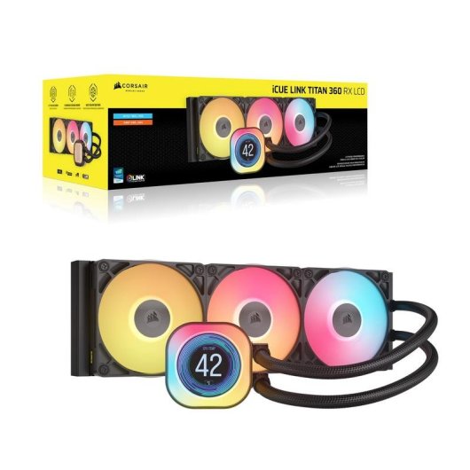 Refrigeração Líquida Corsair iCUE LINK TITAN 360 RX LCD 360mm 3 Ventoinhas RGB