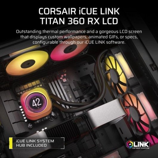Refrigeração Líquida Corsair iCUE LINK TITAN 360 RX LCD 360mm 3 Ventoinhas RGB