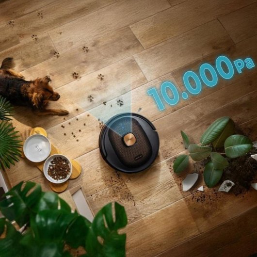 Aspirador Robô com Mopa Cecotec Conga 10090 AI Spin Revolution Ultra Power Home Lifestyle Com Esvaziamento Automático Navegação Laser 10.000 Pa Controlo por Voz Com IA