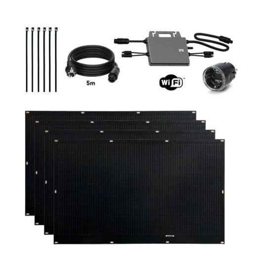 Tornasol Flex Full Black 800W Kit Solar Autoinstalable X4 Paneles Ultraligeros Y Flexibles para Balcón