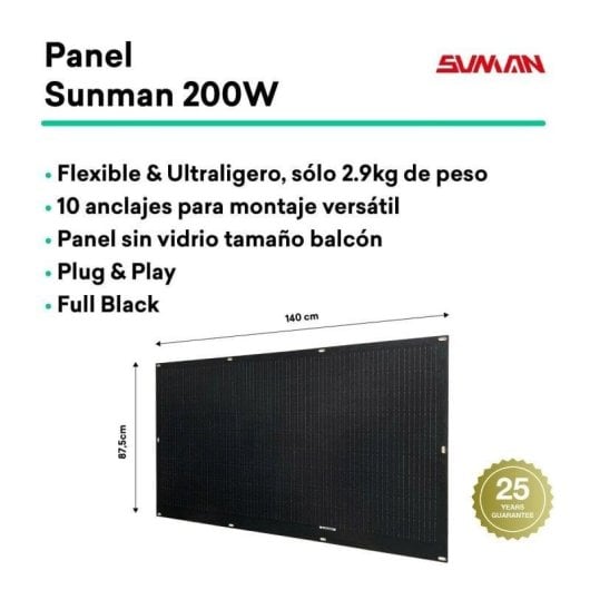 Tornasol Flex Full Black 800W Kit Solar Autoinstalable X4 Paneles Ultraligeros Y Flexibles para Balcón