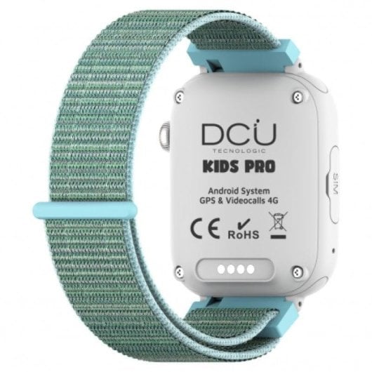 DCU Tecnologic Kids Pro 4G GPS 48,8 mm AMOLED Weiß Grüne Stoffarmband Einheitsgröße IP67 SOS Kamera