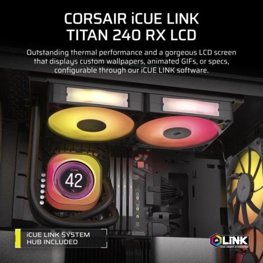 Refrigeração Líquida Corsair iCUE LINK TITAN 240 RX 240mm 2 Ventoinhas LED