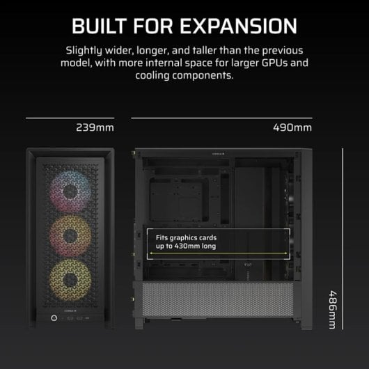 Corsair FRAME 4000D RS ARGB Semi Torre E-ATX Cristal Templado USB-C Negra